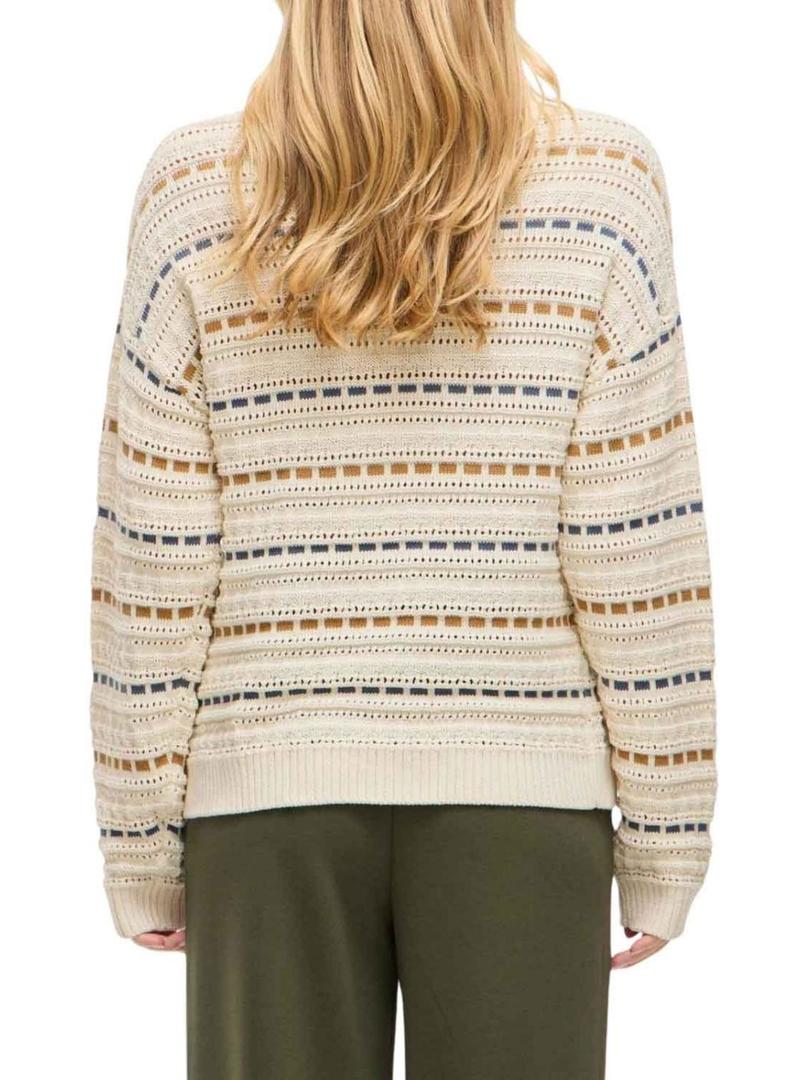 Camisola Vila Vimarian listrada bege para mulher