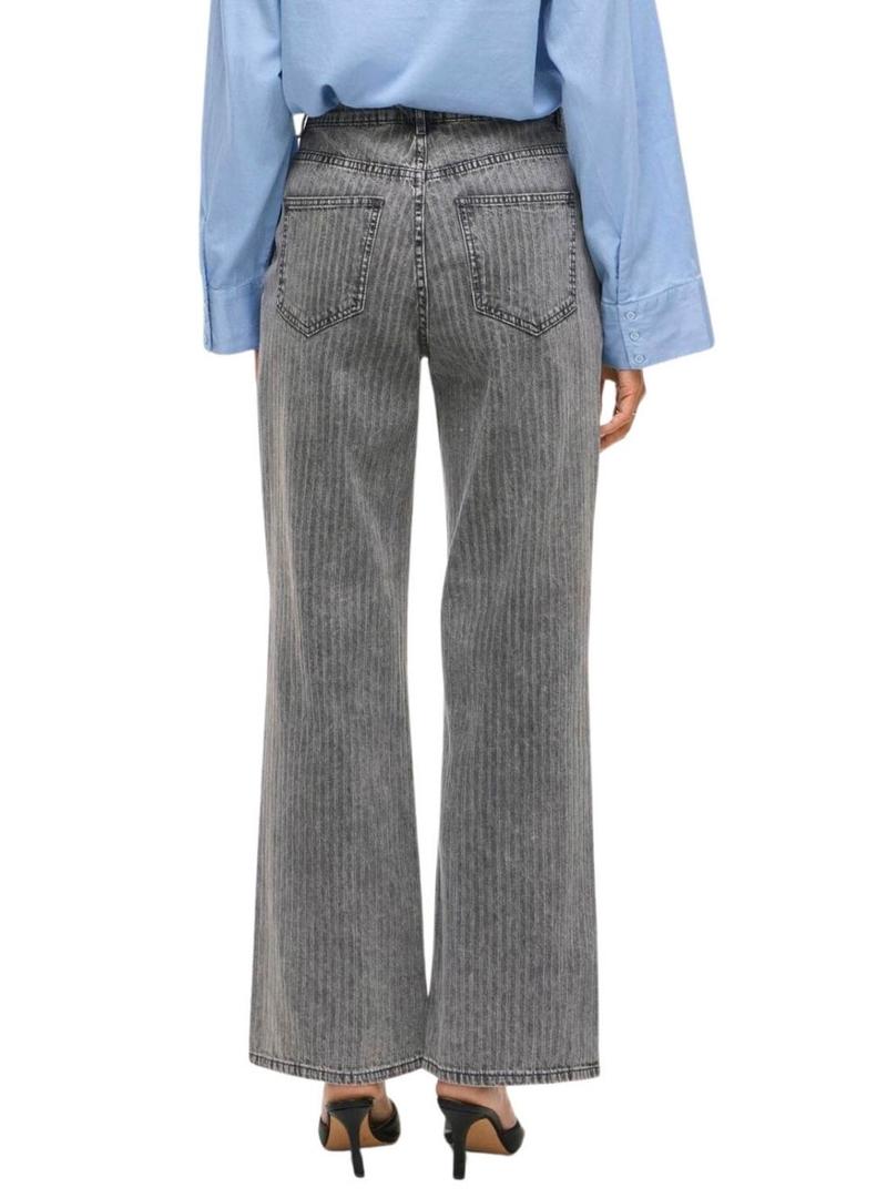 Calça jeans Vila Vifreya Arie listrada cinza para mulher