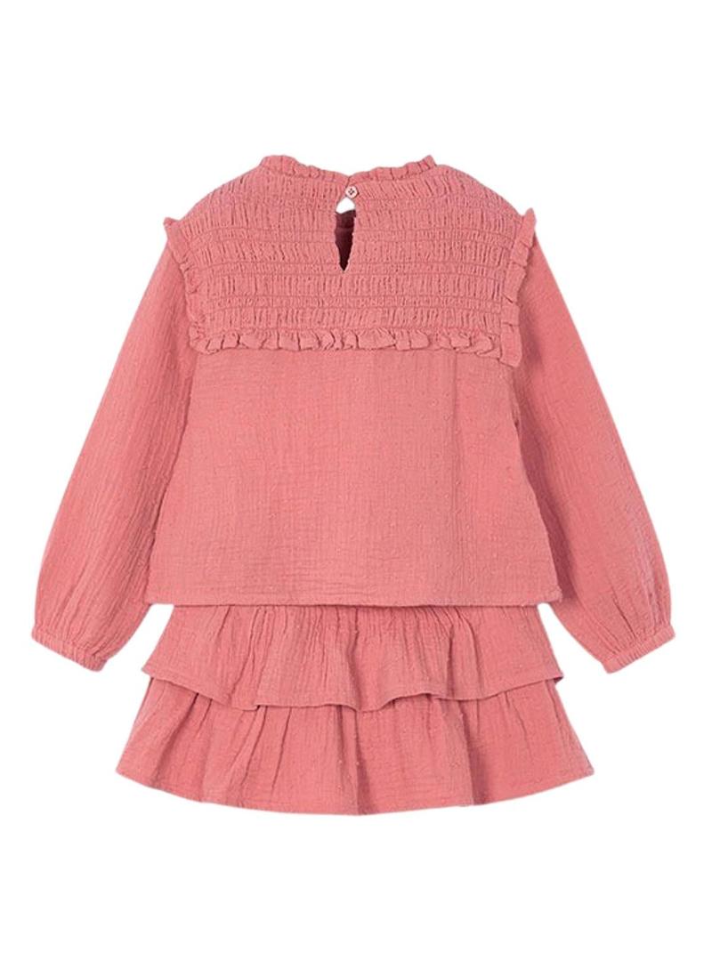 Conjunto Mayoral saia e blusa de plumeti para menina