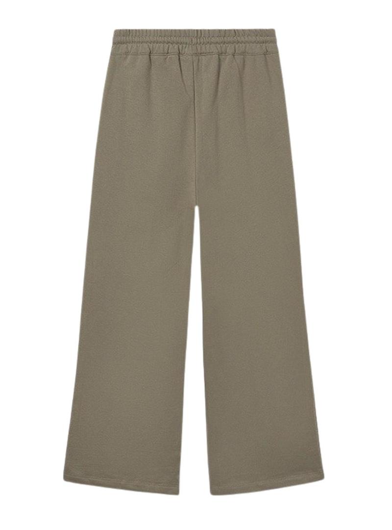 Calça Mayoral de pelúcia comprida com pernas largas verde para menina.