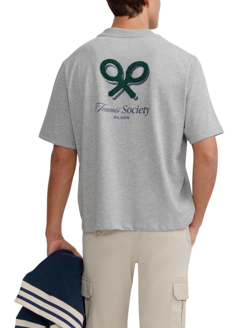 Camisa Silbon Tennis Society cinza para homem.