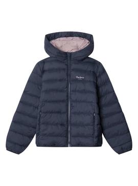 Jaqueta acolchoada azul marinho da Pepe Jeans para menina.