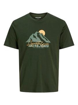 Camiseta Jack and Jones Sun verde para crianças.
