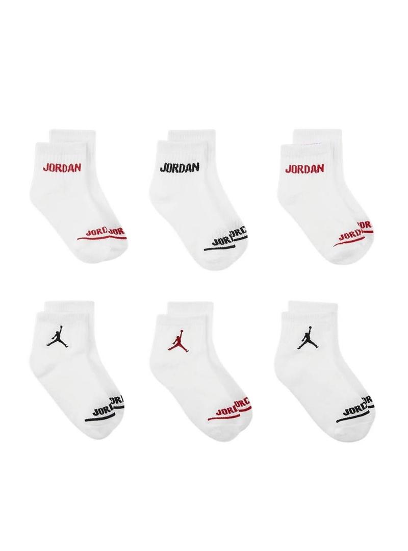 Pacote de meias Jordan branca para meninas e meninos.