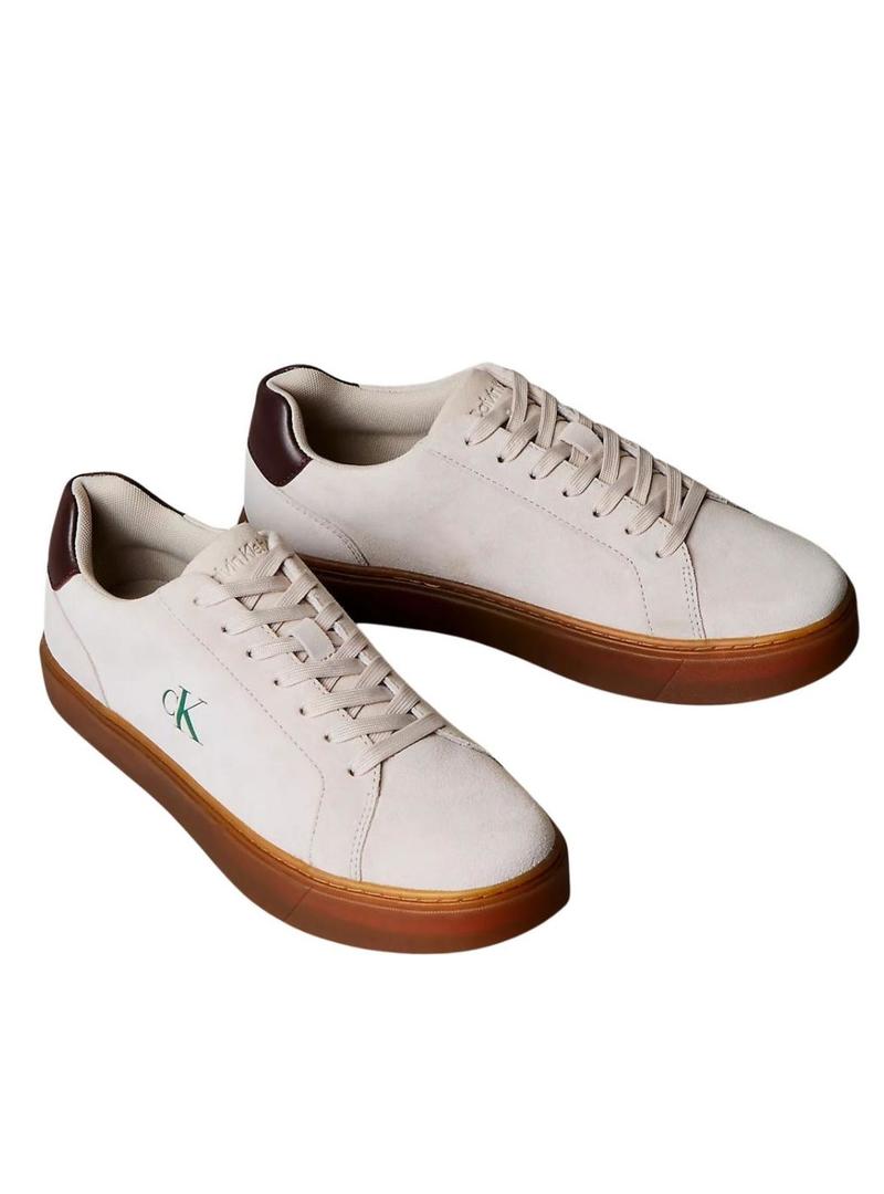 Sapatilhas Calvin Klein Jeans Classic Cupsole bege para homem.