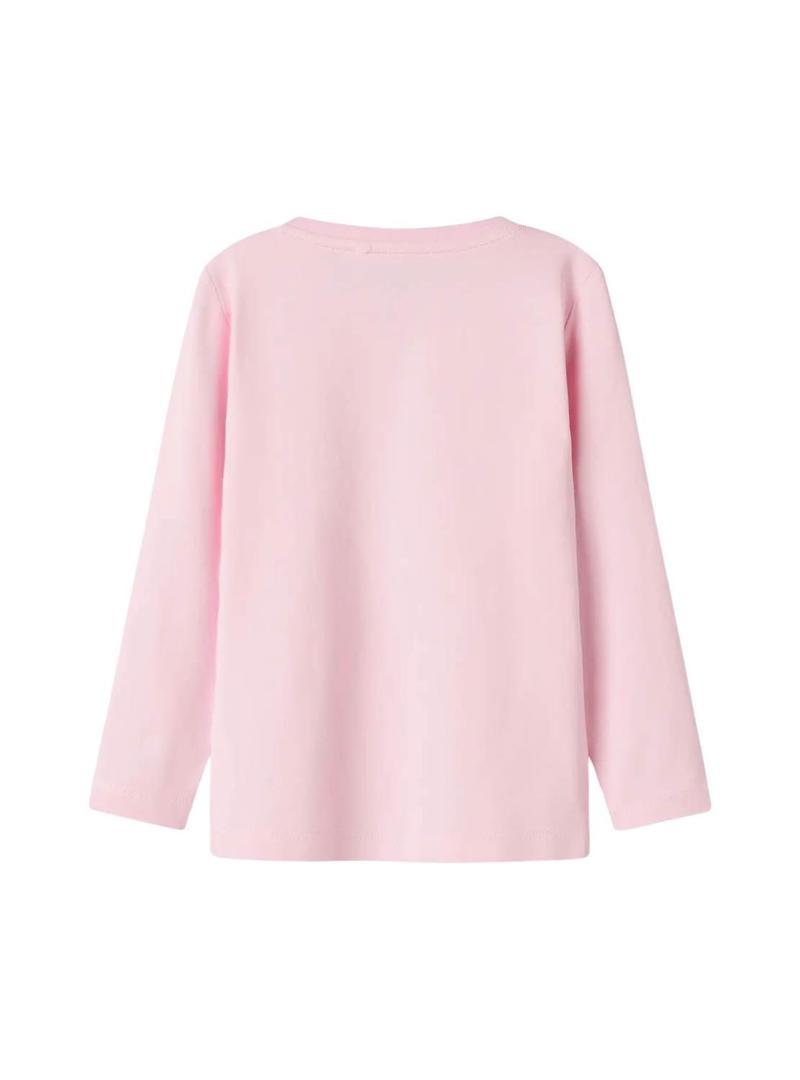 Camiseta Name It Lira rosa coração para menina.