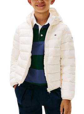 Casaco acolchoado Tommy Hilfiger bege para crianças.