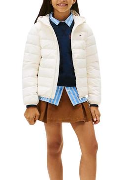 Casaco acolchoado Tommy Hilfiger bege para crianças.