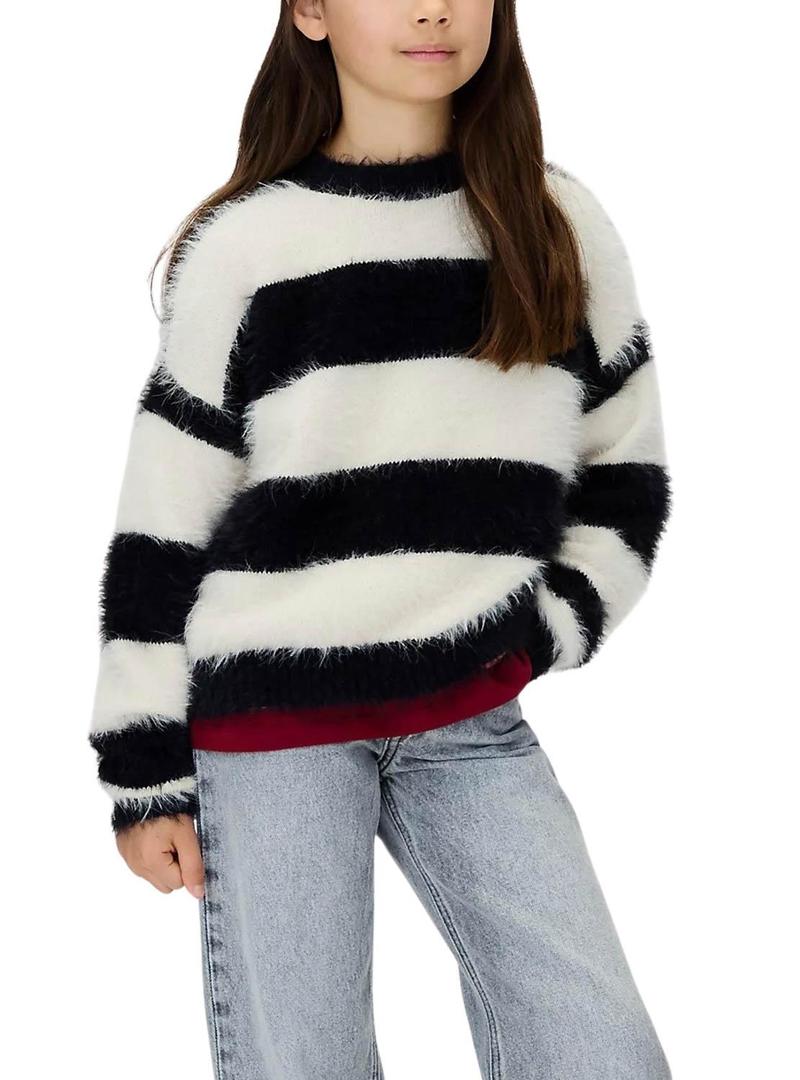 Camisola Calvin Klein às riscas em preto e branco para menina.