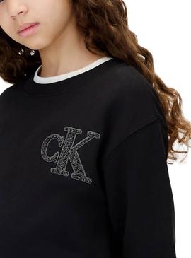 Vestido Calvin Klein Towling Monogram preto menina