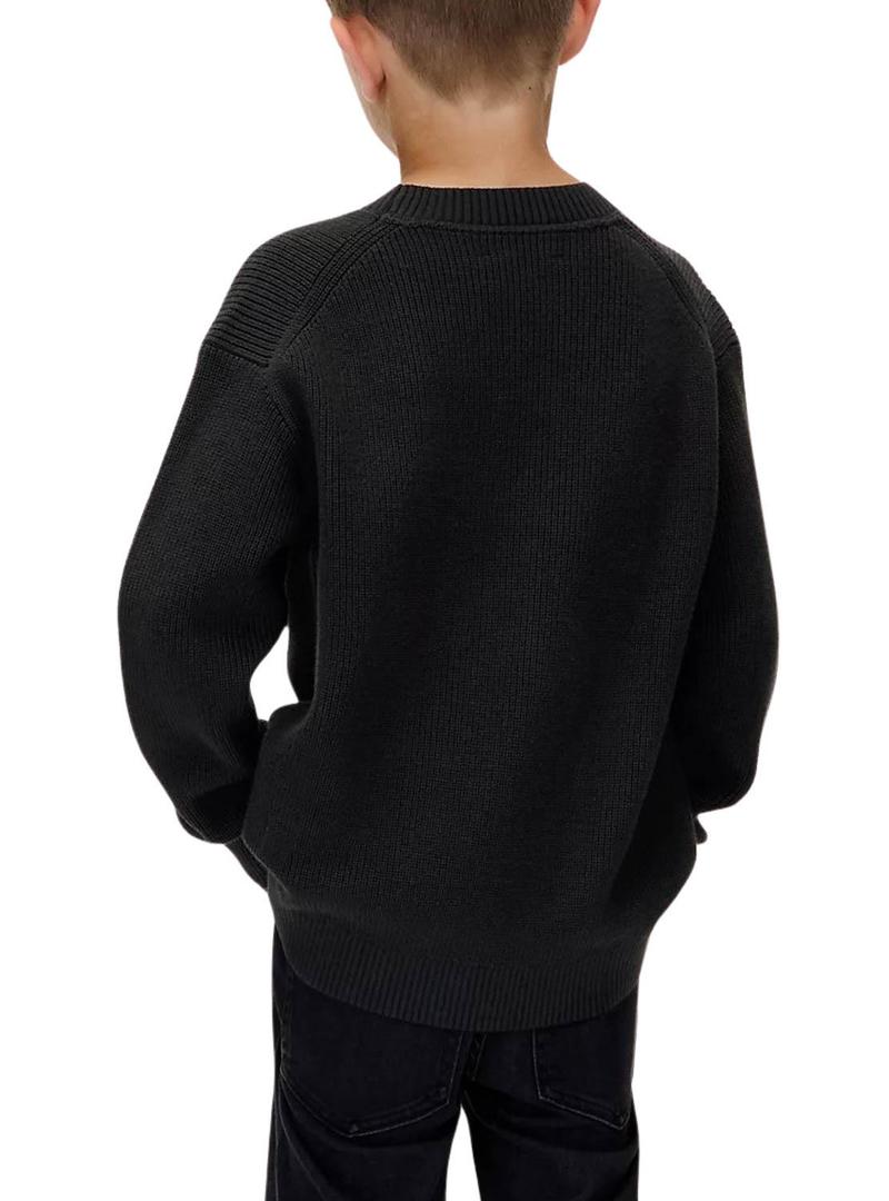 Camiseta Calvin Klein Towelling Logo preta para criança.