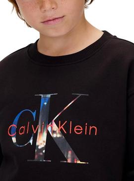 Moletom Calvin Klein com logo fotográfico preto para criança.