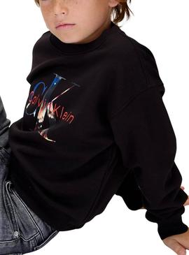 Moletom Calvin Klein com logo fotográfico preto para criança.