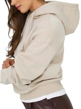 Moletom com capuz Only Best bege para mulher.