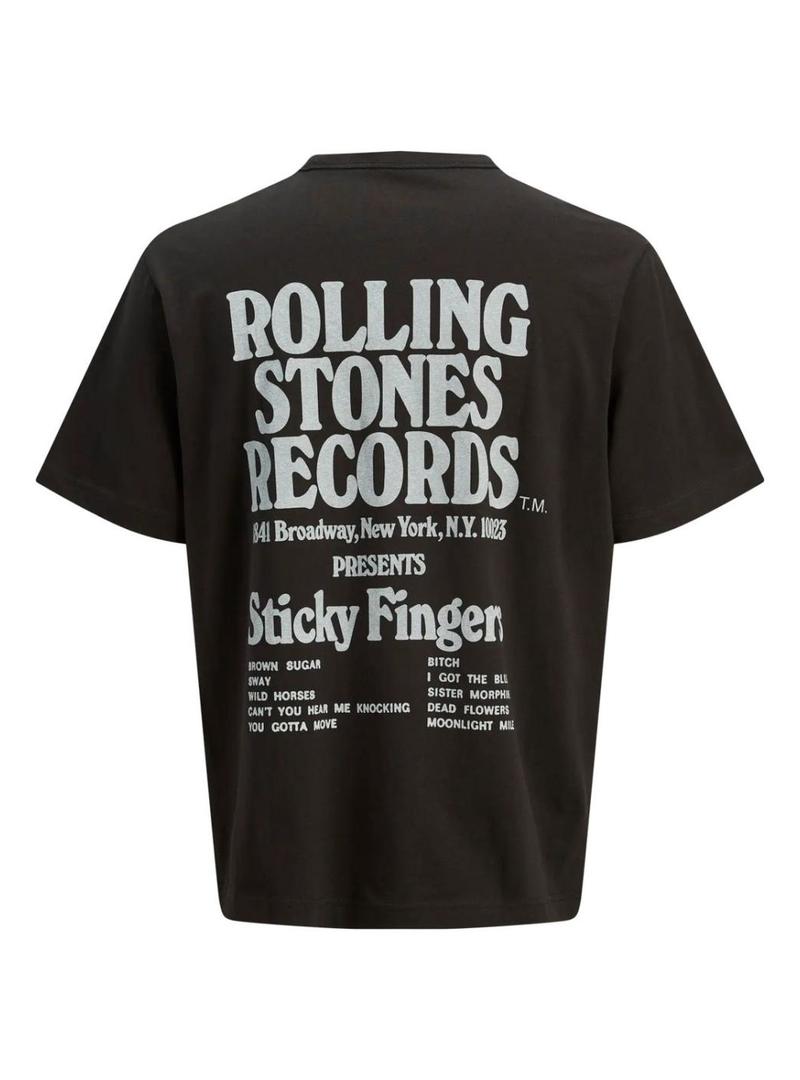 Camiseta Jack and Jones Rolling Stones preta para homem.