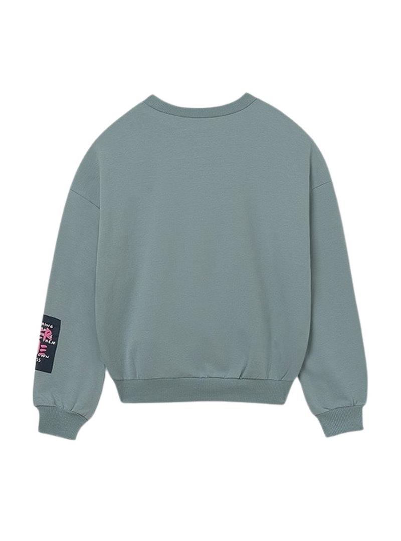 Moletom Mayoral verde com estampa para menina.