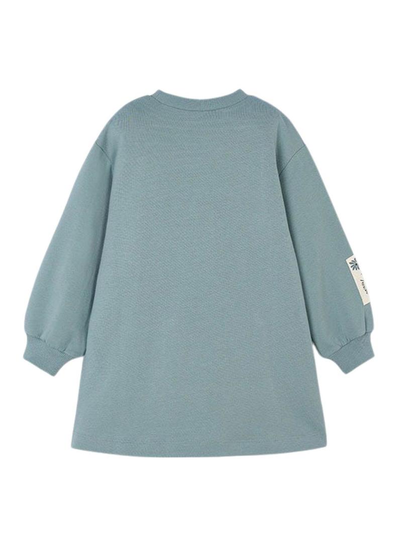 Vestido de veludo Mayoral evasé azul para criança.