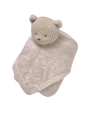 Conjunto Mayoral de cobertor e fralda beige para bebê.