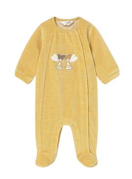 Pijama Mayoral de tundosado amarelo para bebê.