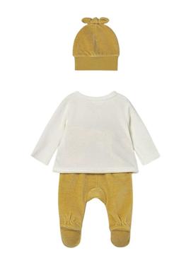 Conjunto Mayoral 3 peças polaina amarelo bebê