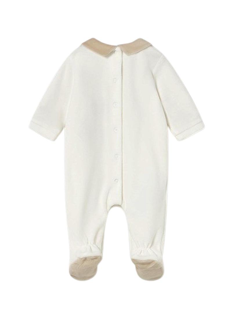 Pijama Mayoral em tundosado com gola bege para bebê.