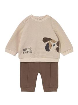 Conjunto Infantil de 4 peças em marrom para bebê.