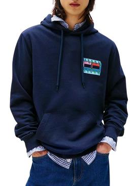 Moletom Tommy Jeans DNA Flag marinho para homem.