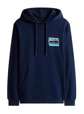 Moletom Tommy Jeans DNA Flag marinho para homem.