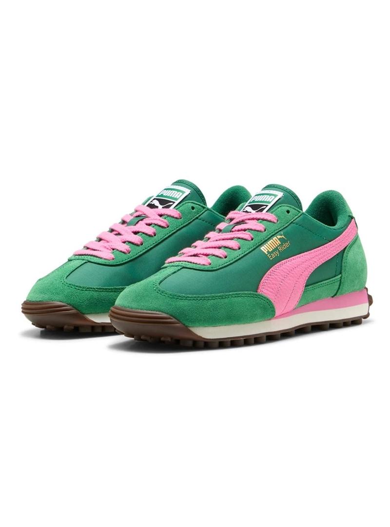 Sapatilhas Puma Easy Rider Vintage verde e rosa para mulher.