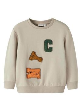 Moletom Name It Island Fossi bege para menino.