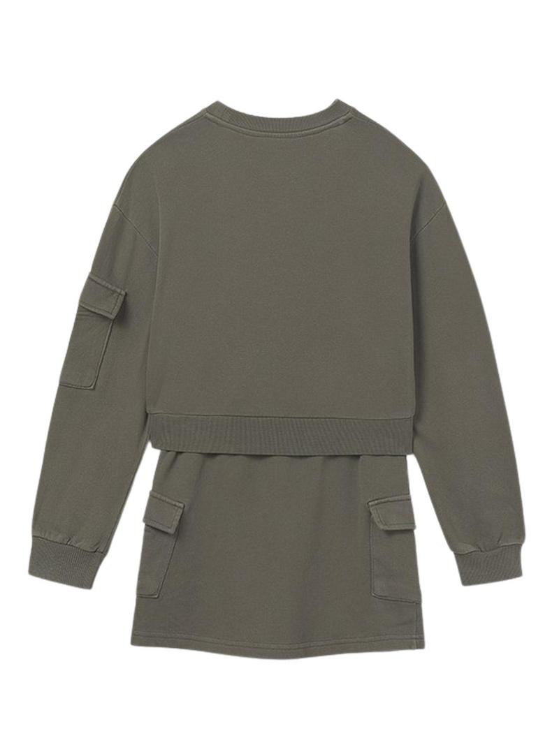 Conjunto Mayoral saia cargo e moletom verde para menina.