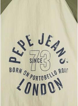 Jaqueta Pepe Jeans Noel bege e verde para criança.