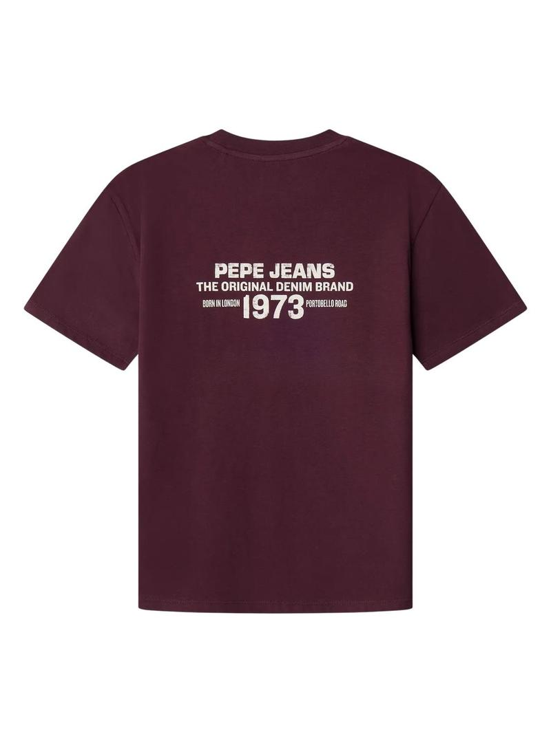 Camiseta Pepe Jeans Recco bordô para criança