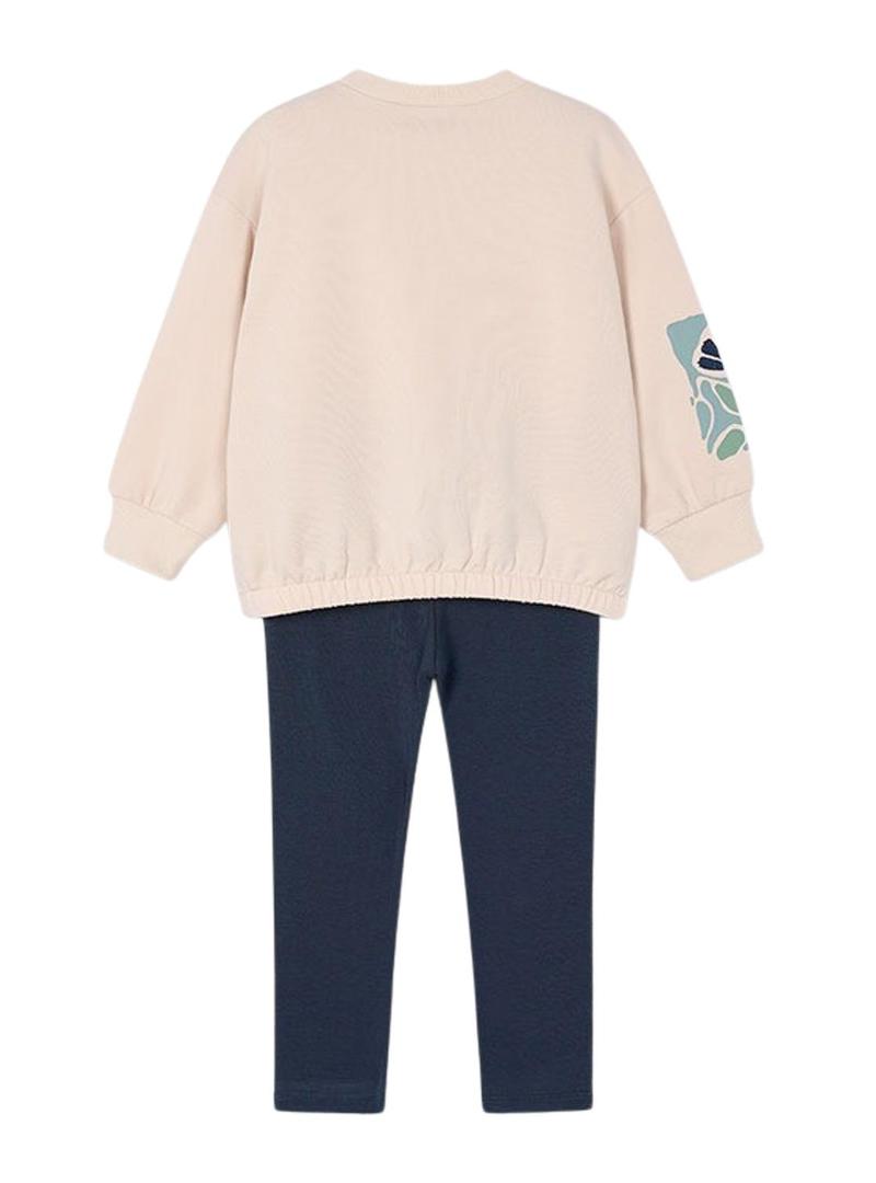 Conjunto Mayoral legging e moletom bege menina.