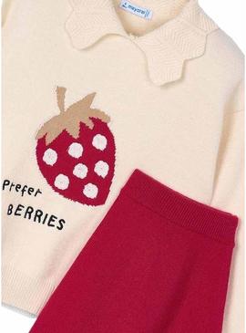 Conjunto Mayoral saia e suéter jacquard para menina