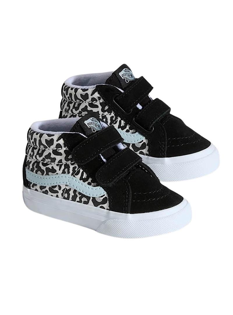 Tênis Vans Sk8-Mid Leopardo para menina pequena.