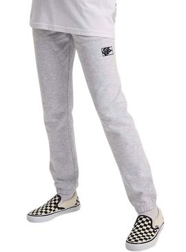 Calças de moletom Vans Blocked Box cinza para crianças.