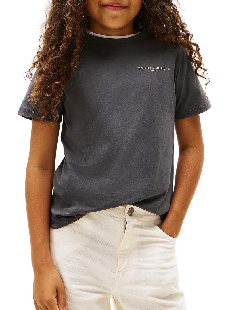 Camisa Tommy Hilfiger Mini Corp cinza para crianças.