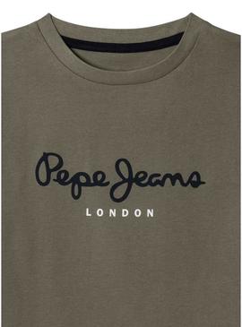 Camisa Pepe Jeans New Art logo verde para menino