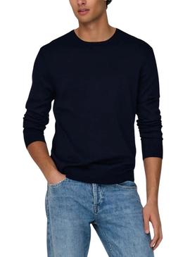 Jersey Only and Sons Wyler azul marino para homem.