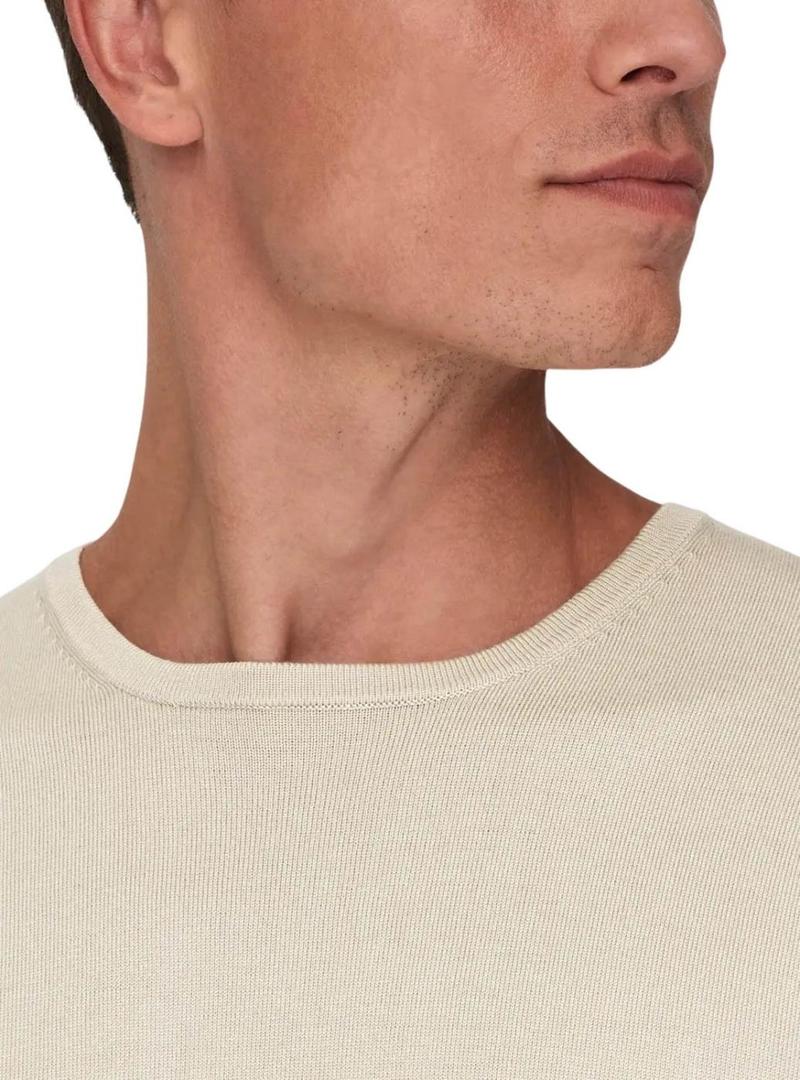 Camisola Only and Sons Wyler bege para homem.