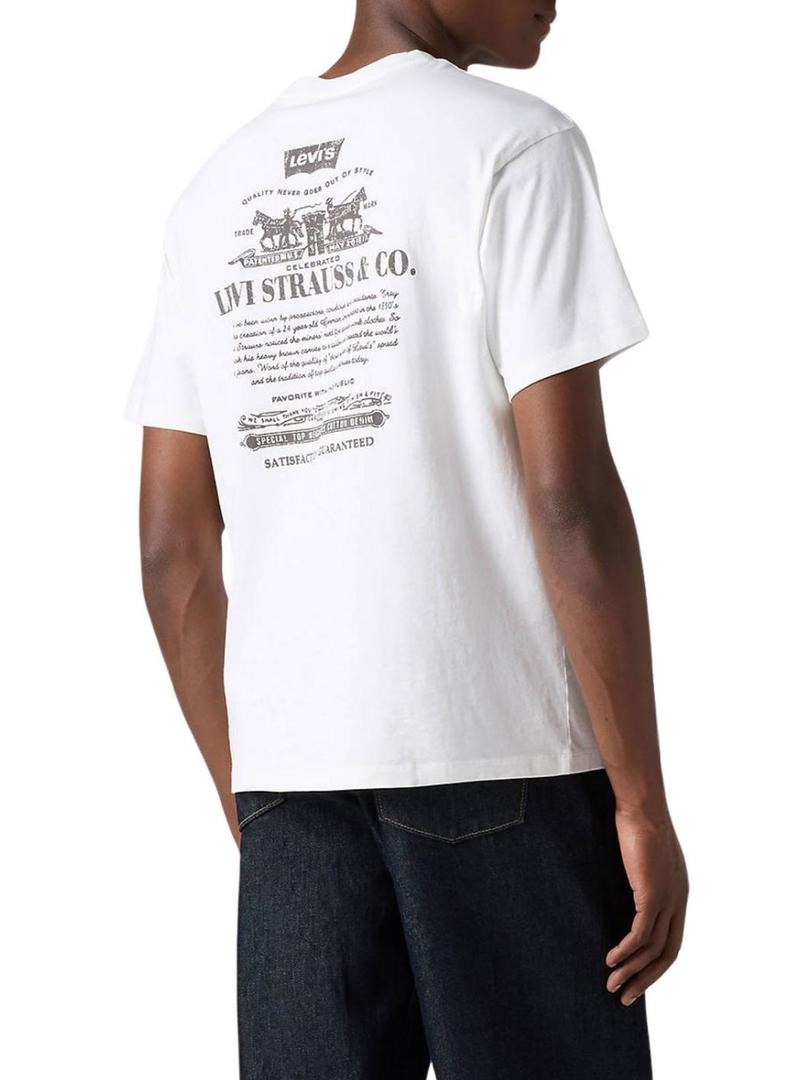 Camiseta Levis Vintage branca para homem.