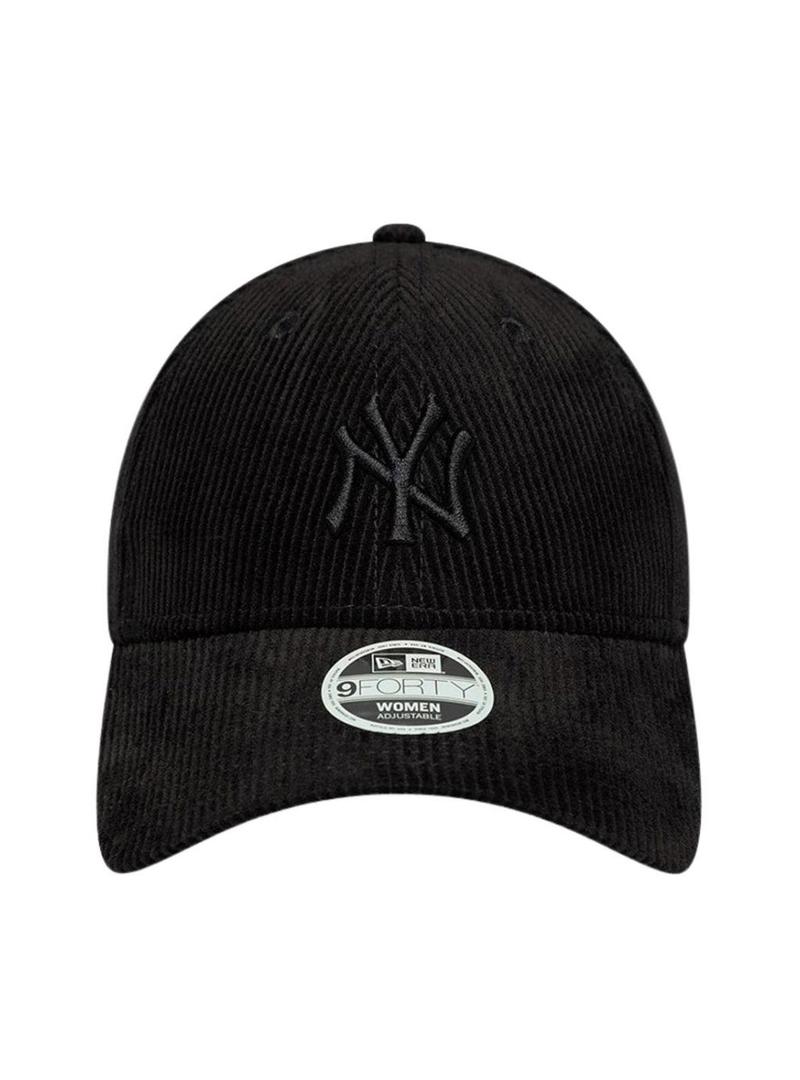 Boné New Era League Cord 9FORTY preto para mulher.