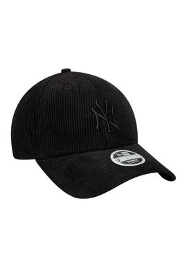 Boné New Era League Cord 9FORTY preto para mulher.