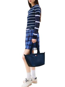 Bolsa Tommy Jeans Mini Tote azul marinho para mulher.