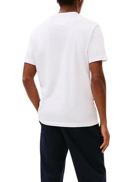 Camiseta Tommy Hilfiger Linear branca para homem.