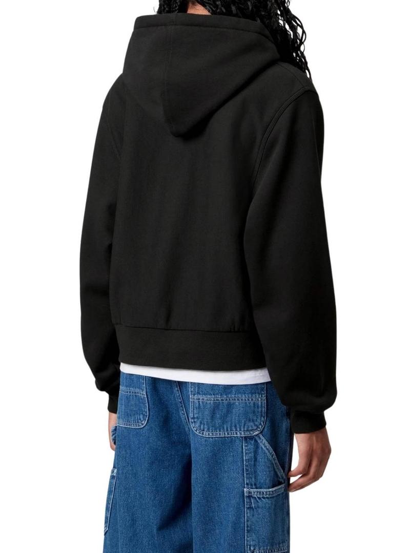 Moletom com zíper Carhartt preto para mulher.