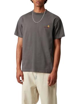 Camisa Carhartt Script cinza para homem.
