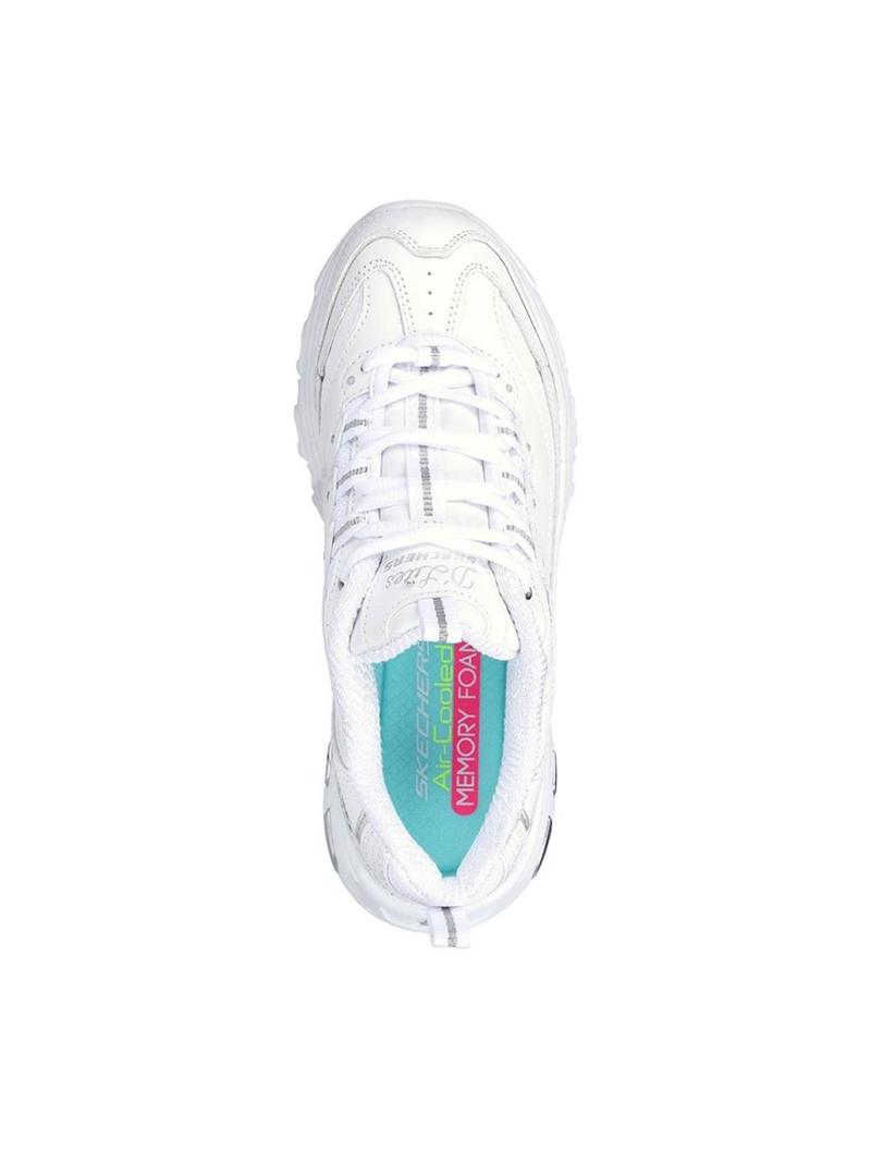 Tênis Skechers D Lites branco para mulher.