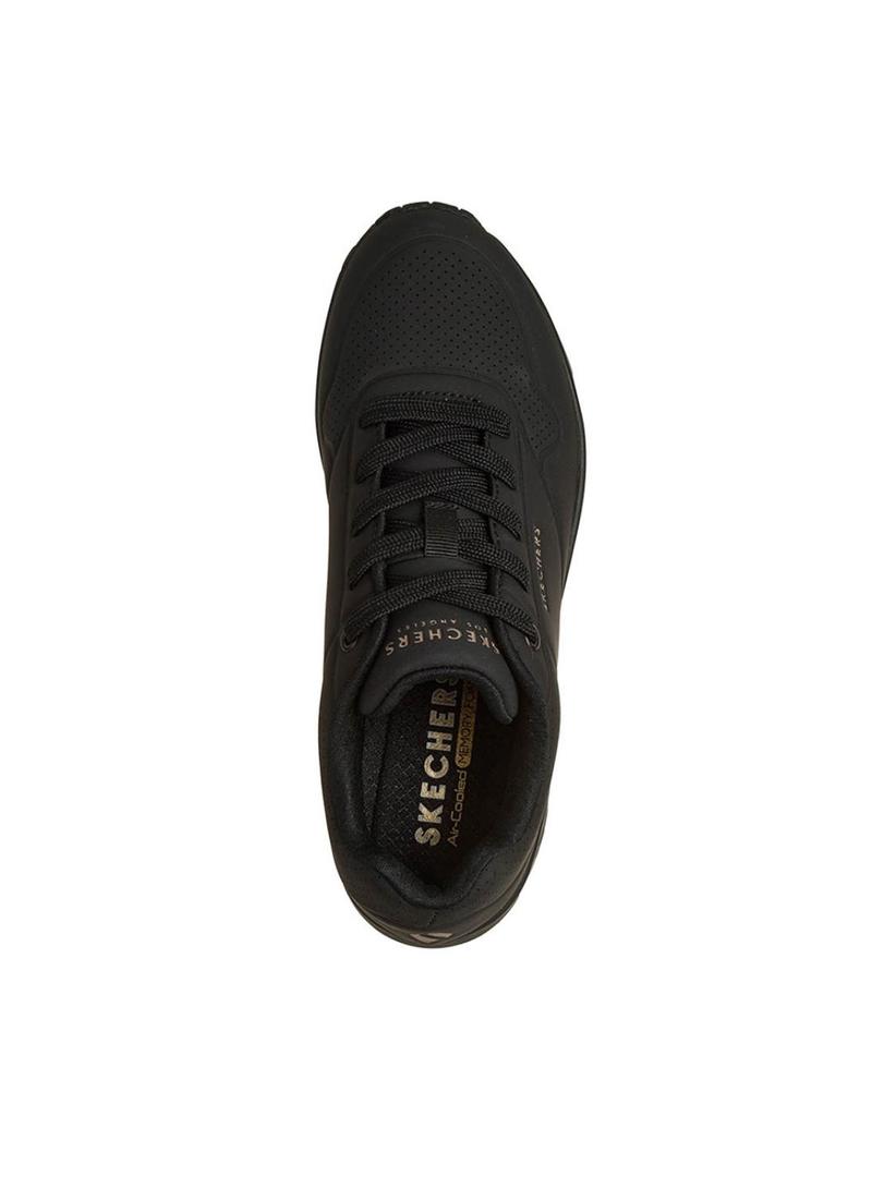 Sapatilhas Skechers Uno preto para mulher.
